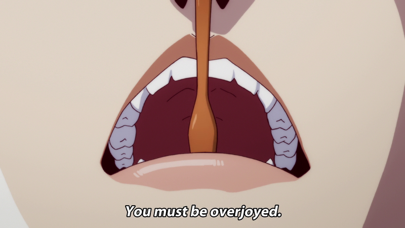 None-too-subtle depiction of slow oral penetration. With a toothbrush.